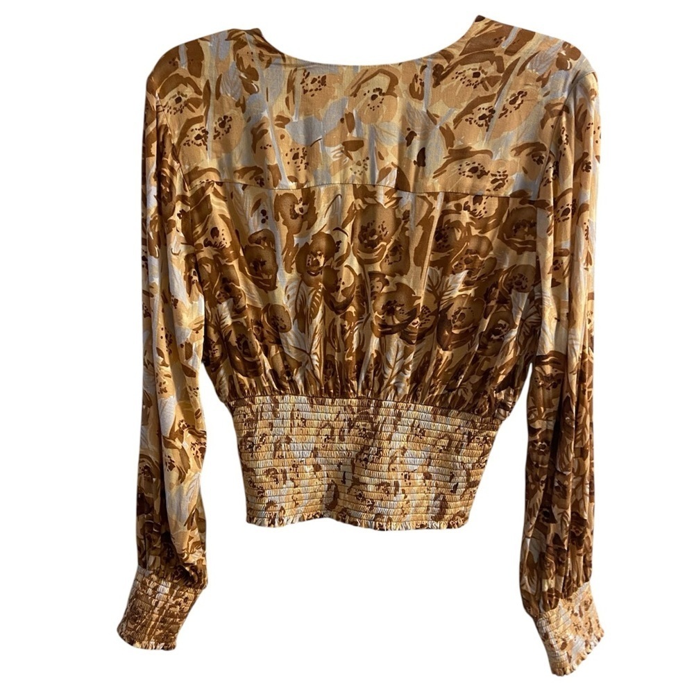 Anthropologie Valentina Floral Smocked Top Blouse Medium - Picture 5 of 9